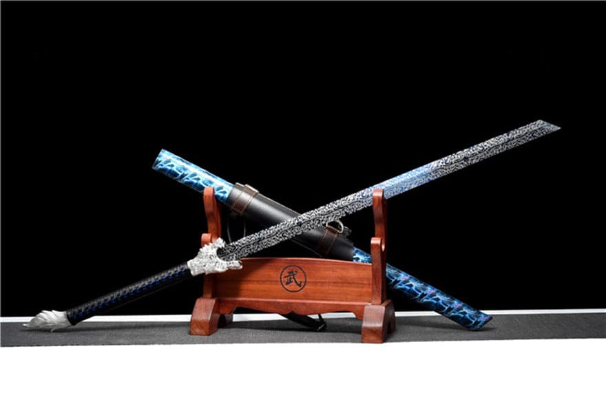 Handmade Silver Moon Wolf King High Manganese Steel Chinese Sword With ...